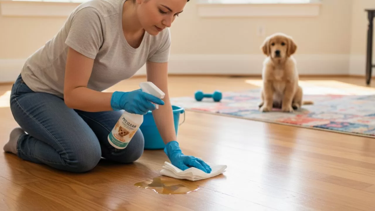 No momento, você está visualizando Como Limpar Xixi de Cachorro do Piso de Madeira (Sem Manchar) — Guia 2025