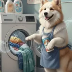 lavando roupas com limpador enzimático para tirar cheiro de xixi de cachorro